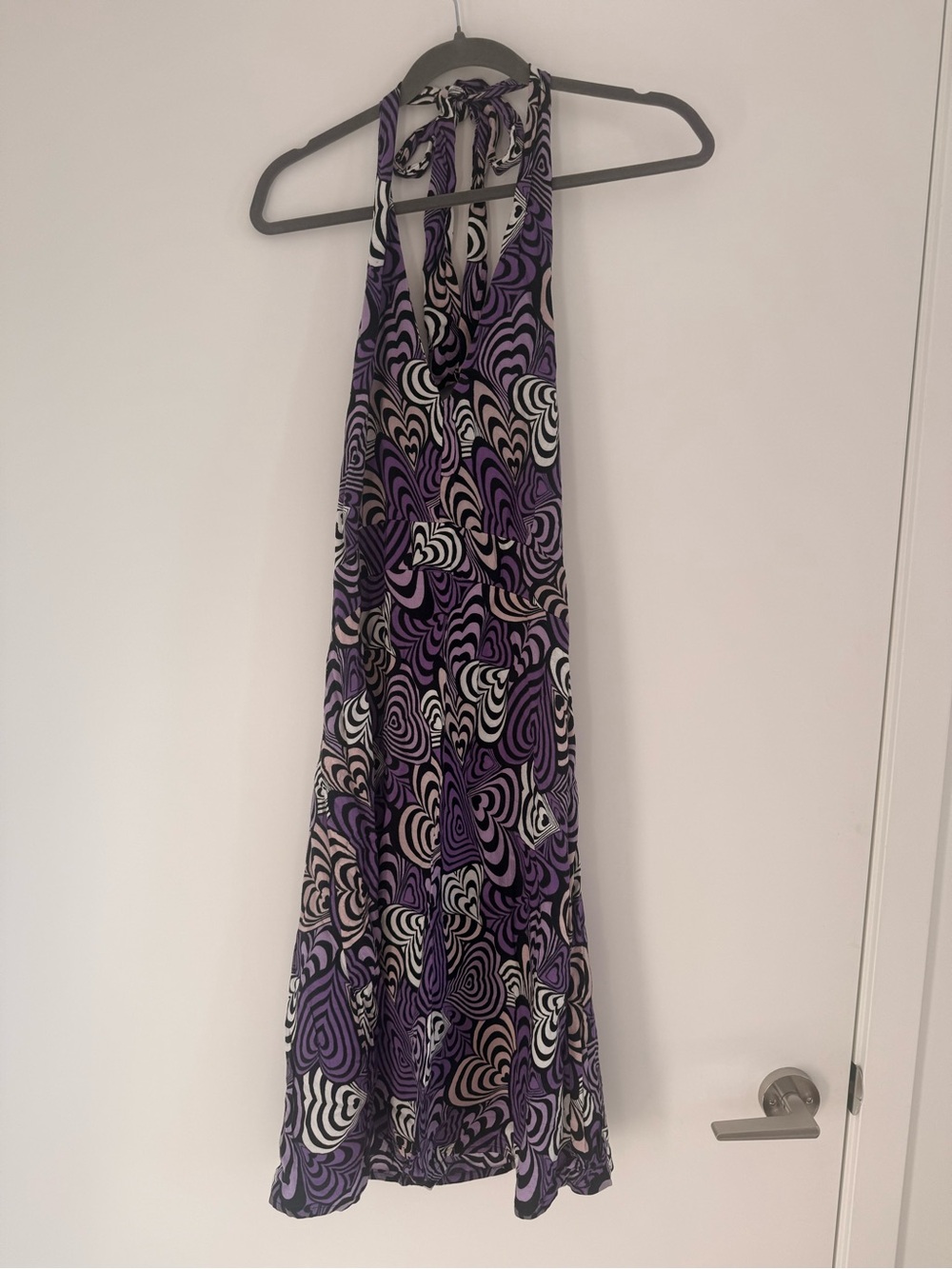 Halter Maxi Dress with Purple Swirl Print
